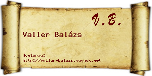 Valler Balázs névjegykártya
